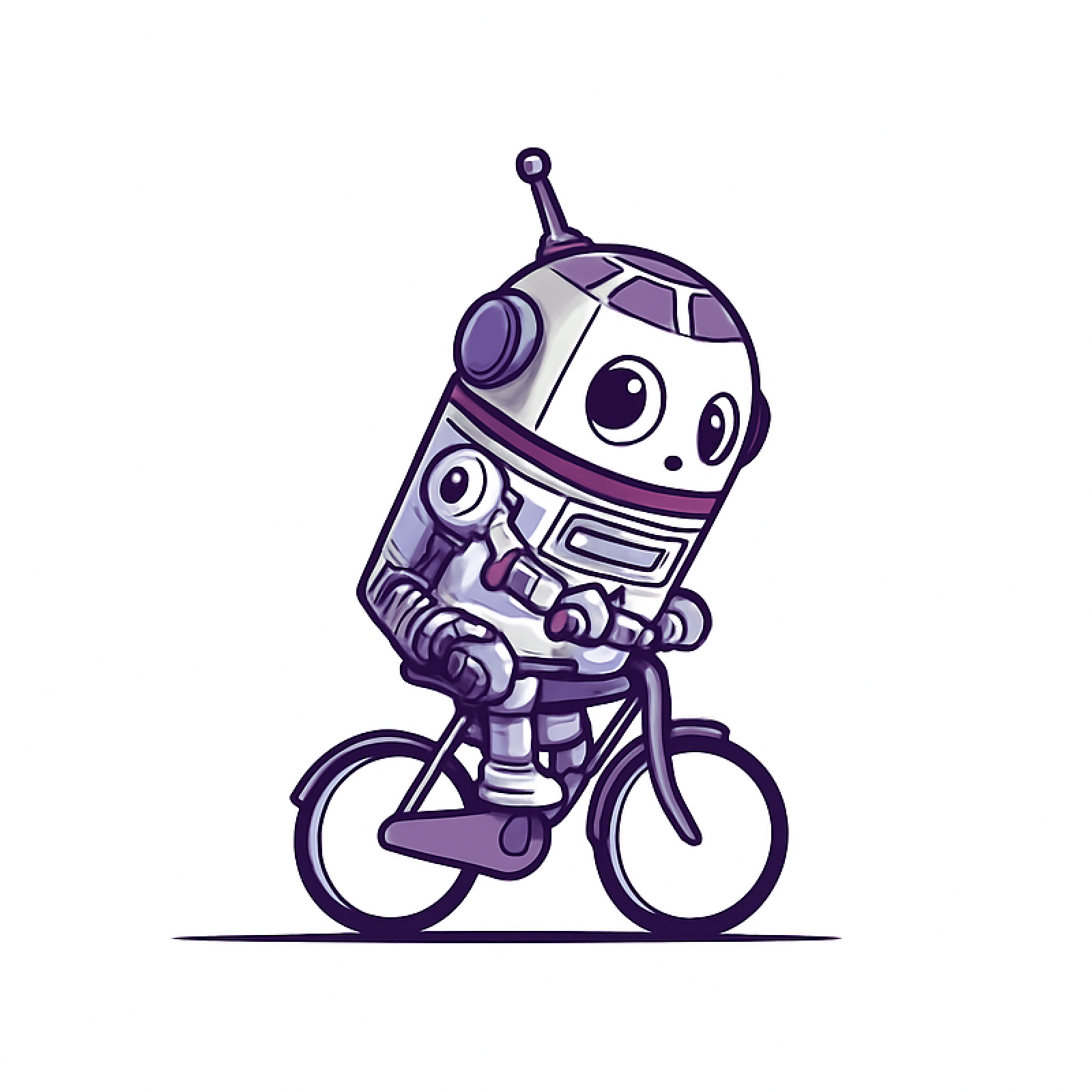 Robot Pedals mascot - a cute robot riding a bicycle